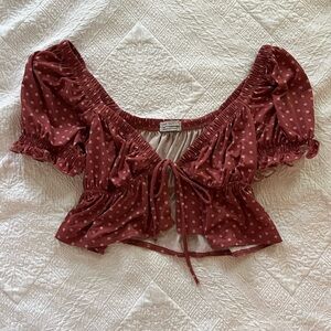 Puff sleeve tie front blouse